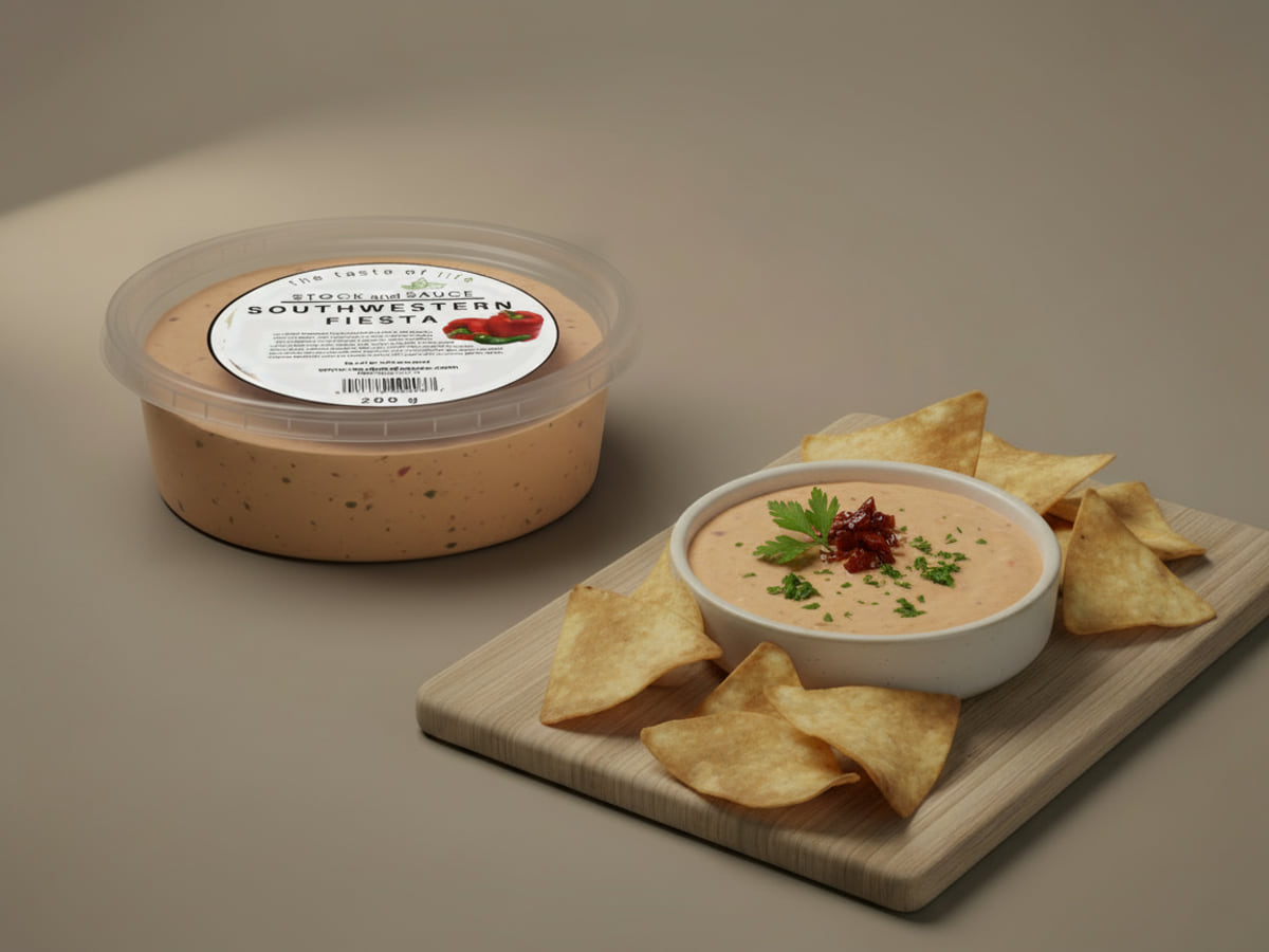 Southwestern Fiesta dip tub with labelled lid